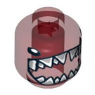 LEGO Transparent Red Minifigure Head with Tiny Eyes and Bared Shark Teeth (Safety Stud) (3626 / 94355)