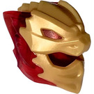 LEGO Transparentes Rot Ninjago Helm mit Flames und Gold Drachen Gesicht (79899)