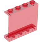 LEGO Gjennomsiktig rød Panel 1 x 4 x 3 uten sidestøtter, hule knotter (4215 / 30007)