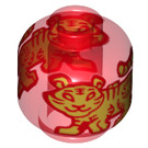 LEGO Transparentes Rot Schmucklos Kopf mit Golden Tigers (Einbau-Vollbolzen) (3626 / 83811)