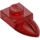 LEGO Transparentes Rot Platte 1 x 1 mit Zahn (35162 / 49668)