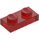 LEGO Transparentes Rot Platte 1 x 2 (3023 / 28653)