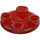 LEGO Transparent Red Plate 2 x 2 Round with Rounded Bottom (2654 / 28558)