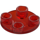 LEGO Transparent Red Plate 2 x 2 Round with Rounded Bottom (2654 / 28558)