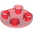 LEGO Transparentes Rot Platte 2 x 2 Runden mit Gerundet Unterseite (2654 / 28558)