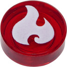 LEGO Rosso trasparente Piastrella 1 x 1 Rotondo con Elves Fuoco Power Symbol (20301 / 98138)