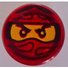 LEGO Rouge transparent Tuile 1 x 1 Rond avec Ninjago 'Kai' (98138)
