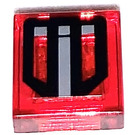 LEGO Transparent Red Tile 1 x 1 with Black Lines and Gray Filling Sticker with Groove (3070)