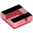 LEGO Transparentes Rot Fliese 1 x 1 mit Schwarz Lines mit Nut (3070 / 100919)