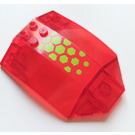 LEGO Transparent Red Windscreen 6 x 8 x 2 Curved with Lime Hexagons Sticker (40995)