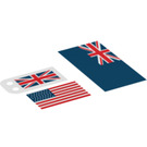 LEGO Transparant Sheet of 3 Flags (US, UK, Union Jack Aan Blauw) (82545)