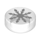 LEGO Transparentní Dlaždice 1 x 1 Kolo s Snowflake Vzor (35380 / 49060)