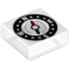 LEGO Transparent Fliese 1 x 1 mit Compass mit Nut (3070 / 27489)