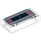 LEGO Gjennomsiktig Tile 1 x 2 med Audio Cassette med Rille (3069 / 50505)