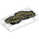 LEGO Transparent Fliese 1 x 2 mit Burnt Parchment und 'Harry Potter' mit Nut (3069 / 67381)