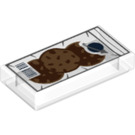 LEGO Transparent Fliese 1 x 2 mit Cookies und Weltraum Logo mit Nut (1462 / 3069)