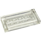 LEGO Transparent Tile 1 x 2 with 'DODGE' Sticker with Groove (3069)