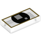 LEGO Transparant Tegel 1 x 2 met Glasses Eye met Gold Trim met groef (3069 / 39856)