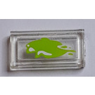 LEGO Transparent Tile 1 x 2 with Lime Liquid Pattern Sticker with Groove (3069)