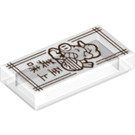 LEGO Transparent Fliese 1 x 2 mit Pigsy’s Noodles Logo mit Nut (3069 / 66044)