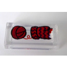LEGO Transparent Fliese 1 x 2 mit rot Ball of Yarn und Knitting Aufkleber mit Nut (3069)