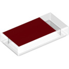 LEGO Transparent Tile 1 x 2 with Red Rectangle with Groove (3069 / 78286)
