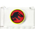 LEGO Transparent Windscreen 1 x 6 x 3 with Jurassic Park Logo Sticker (39889)