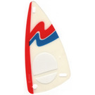 LEGO Transparent Windsurfer Sail 6 x 12 with Blue and Red Waves and Red Side Stripe Decoration