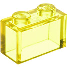 LEGO Transparent Yellow Brick 1 x 2 without Bottom Tube (3065 / 35743)