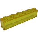 LEGO Transparent Yellow Brick 1 x 6 without Bottom Tubes (3067)
