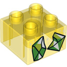 LEGO Duplo Jaune transparent Duplo Brique 2 x 2 avec Green gems (3437 / 25149)