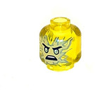 LEGO Transparent Yellow Head with Silver Angry Face (Safety Stud) (3626)