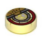LEGO Transparent Yellow Tile 1 x 1 Round with Gold Robotic Eye (35380 / 101452)