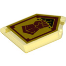 LEGO Transparentes Gelb Fliese 2 x 3 Pentagonal mit Fist Smash Power Schild (22385 / 24576)