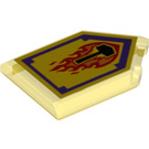 LEGO Transparent Yellow Tile 2 x 3 Pentagonal with Flame Wreck Shield (22385 / 24621)