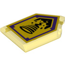 LEGO Transparant Geel Tegel 2 x 3 Pentagonal met Steen Twister Power Schild (22385 / 33768)
