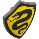 LEGO Triangular Shield with Spiked Top with Black Border and Snake on Yellow (4972 / 112491)