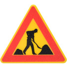 LEGO Dreieckig Sign mit "Men at Work" mit geteiltem Clip (30259)