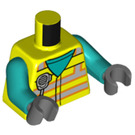 LEGO Levendig geel Man met Safety Vest Minifig Torso (973 / 76382)