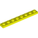 LEGO Jaune vif assiette 1 x 8 (3460)