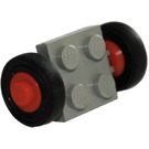 LEGO Vintage Axle Plate With Red Wheel Hub and Small Slick Tyre