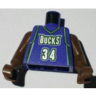 LEGO Violett NBA Milwaukee Bucks #34 Torso mit Brown Arme