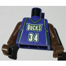 LEGO Fioletowy NBA Milwaukee Bucks #34 Tułów z brązowy Ramiona