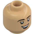 LEGO Lämmin beige Pää jossa Smile (Upotettu kiinteä nuppi) (3626 / 101041)