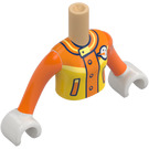 LEGO Warm bruin Liann met Oranje en Geel Flare Jumpsuit Friends Torso (73141 / 92456)