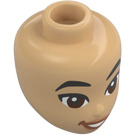 LEGO Beige Doux Minidoll Tête avec Marron Yeux et Lopsided Smile (Liann) (92198 / 101186)