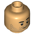 LEGO Warm Tan Train Conductor Minifigure Head (Recessed Solid Stud) (3626 / 100881)