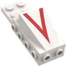 LEGO Wig 2 x 3 met Steen 2 x 4 noppen aan de zijkant en Plaat 2 x 2 met Rood/Zilver "V" (2336)