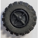 레고 Wheel Centre Wide with Stub Axles with Tire 21mm D. x 12mm - Offset Tread Small Wide with Slightly Bevelled Edge and no Band (30190)