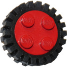 LEGO Wheel Rim 8 x 18 with 4 Studs and Cylindrical Axle with Narrow Tire 24 x 7 with Ridges Inside (7039)